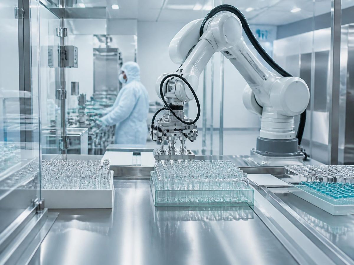 GMP-konforme Roboterzelle für Pharma-Produktion im Reinraum